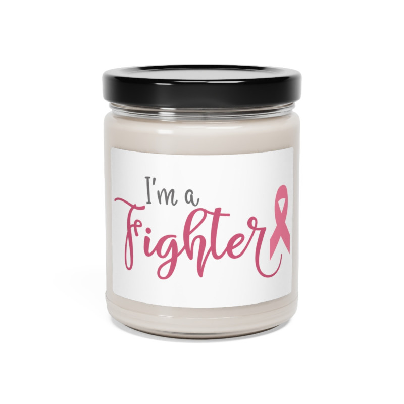 Breast Cancer I'm a fighter Scented Soy Candle Gift, 9oz