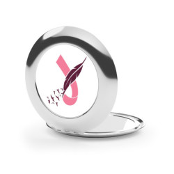 Breast Cancer Awareness Pink Ribbon Feather and Birds Compact Travel Mirror