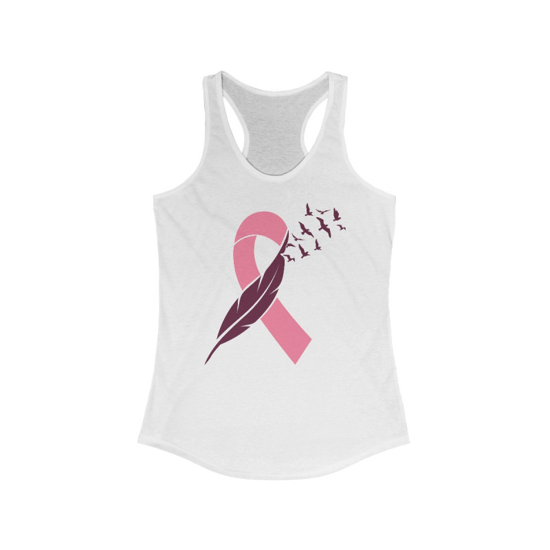 Breast Cancer Awareness Pink Ribbon Feather and Birds Women's Ideal Racerback Tank Gift Idea