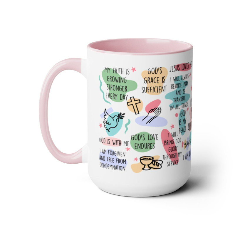 My Bible Affirmations Two-Tone Coffee Mugs, 15oz