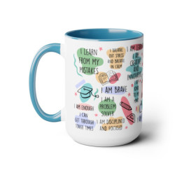 Student Daily Affirmations Two-Tone Coffee Mugs, 15oz