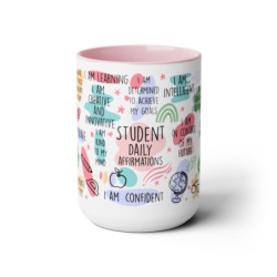 Student Daily Affirmations Two-Tone Coffee Mugs, 15oz