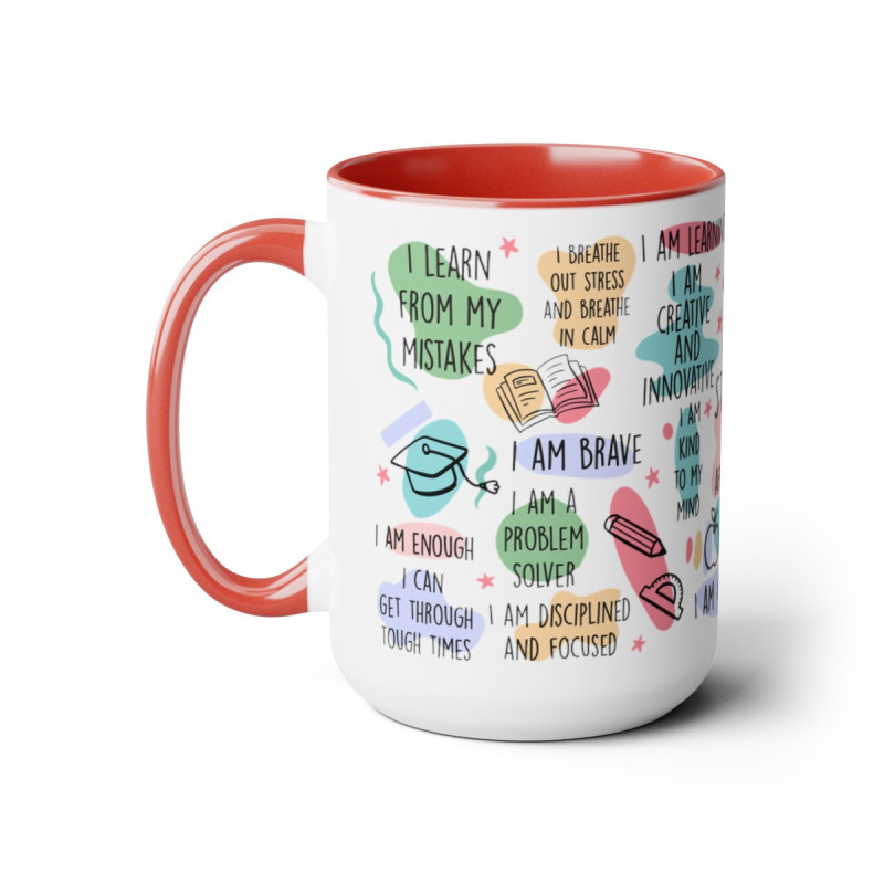 Student Daily Affirmations Two-Tone Coffee Mugs, 15oz