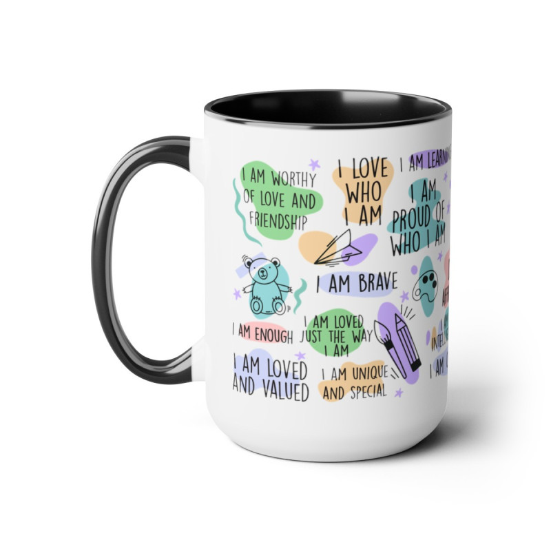 Kid Daily Affirmations Two-Tone Coffee Mugs, 15oz