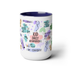 Kid Daily Affirmations Two-Tone Coffee Mugs, 15oz