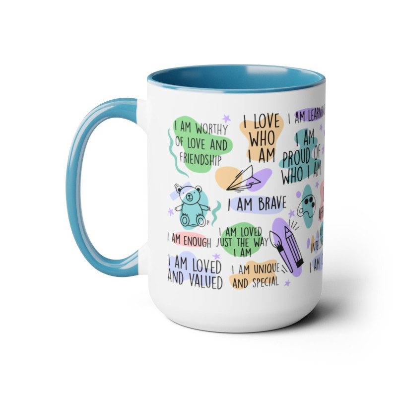 Kid Daily Affirmations Two-Tone Coffee Mugs, 15oz