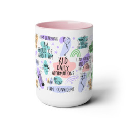 Kid Daily Affirmations Two-Tone Coffee Mugs, 15oz