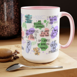 Kid Daily Affirmations Two-Tone Coffee Mugs, 15oz