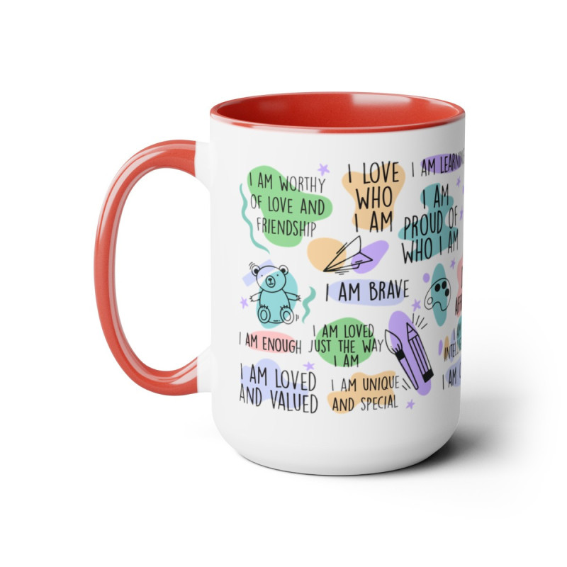 Kid Daily Affirmations Two-Tone Coffee Mugs, 15oz