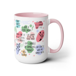 Mum Daily Affirmations Two-Tone Coffee Mugs, 15oz