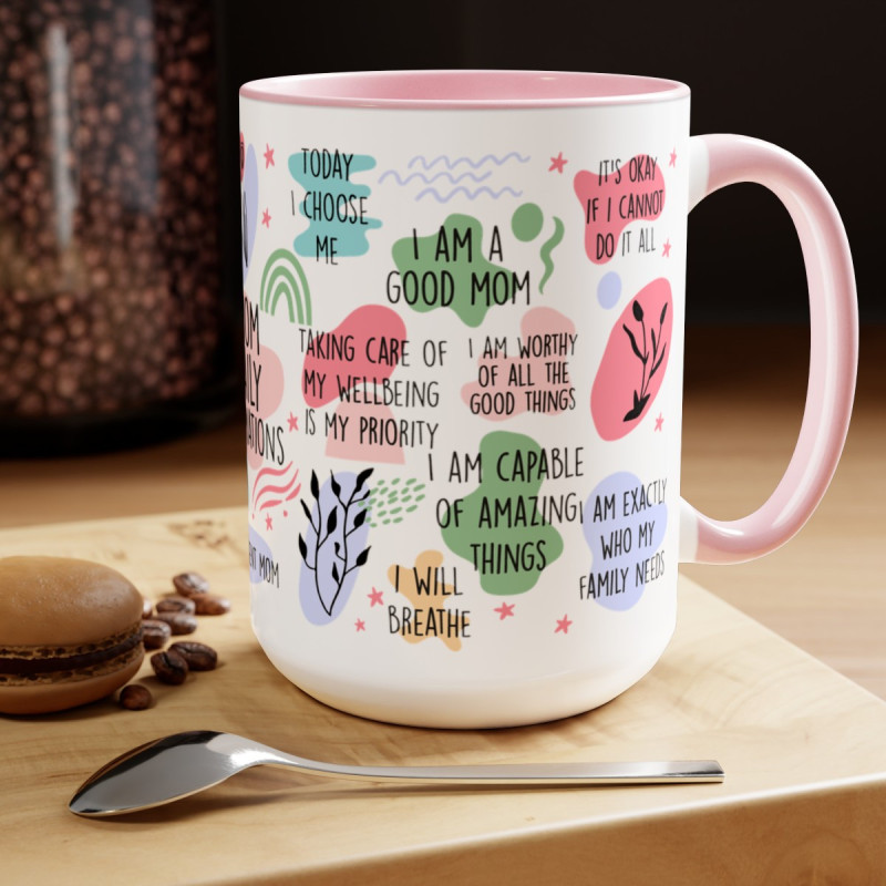 Mum Daily Affirmations Two-Tone Coffee Mugs, 15oz