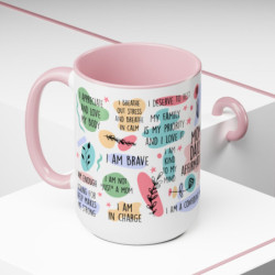 Mum Daily Affirmations Two-Tone Coffee Mugs, 15oz