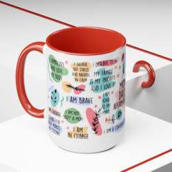 Mum Daily Affirmations Two-Tone Coffee Mugs, 15oz