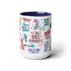 Daily Bible Verse Affirmations Two-Tone Coffee Mugs, 15oz