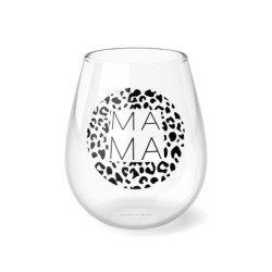 Leopard Print Mama Wine Stemless Wine Glass, 11.75oz