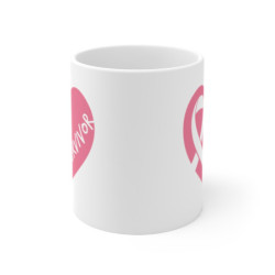 Breast Cancer Survivor Pink Ribbon Heart Gift Mug 11oz