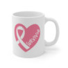 Breast Cancer Survivor Pink Ribbon Heart Gift Mug 11oz