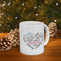 Mama Mom Heart Shaped Design Gift Ceramic Mug, 11oz