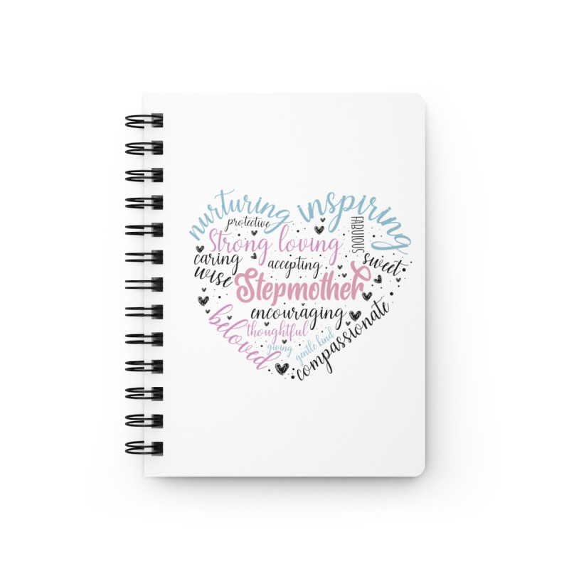 Stepmother Stepmom Heart Design Words Spiral Bound Journal