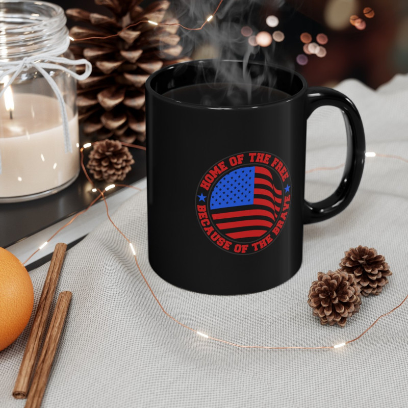 4th of July themed Flag Day Black Mug (11oz, 15oz)