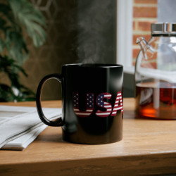 US Flags 4th of July themed Flag Day Black Mug (11oz, 15oz)