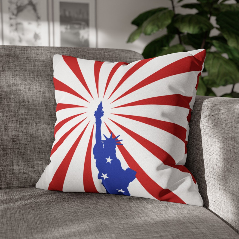 Statue of Liberty 4th of July themed Flag Day Spun Polyester Square Pillow Case