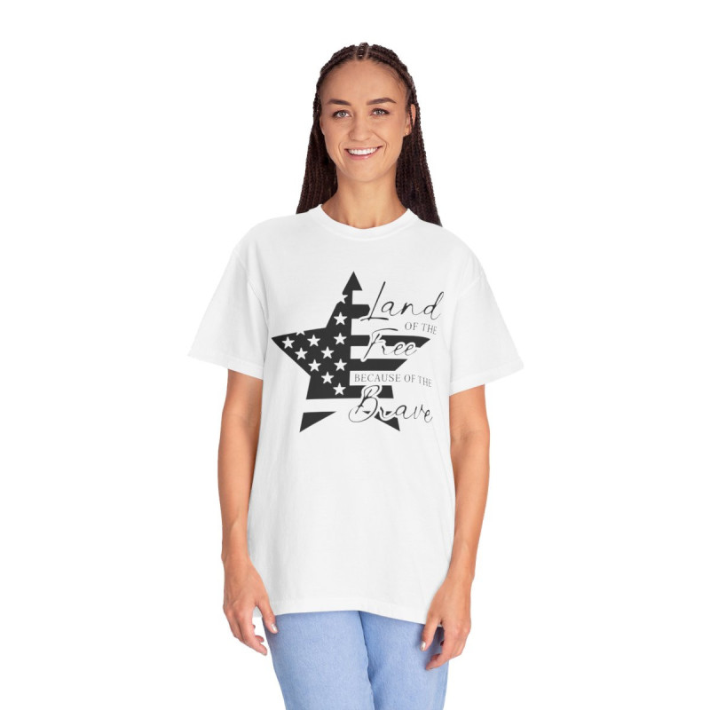 Land of the free because of the brave 4th of July themed Flag Day T-shirt