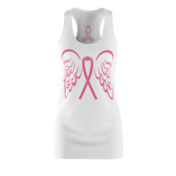 Breast Cancer Awareness Pink Ribbon Angel Wings Women's Racerback Dress