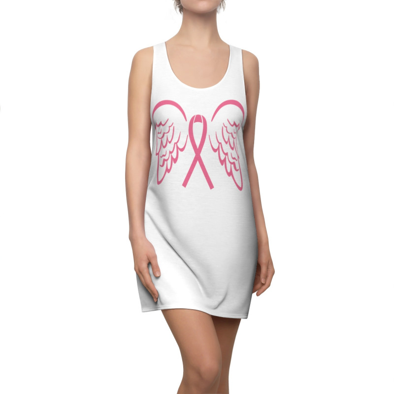 Breast Cancer Awareness Pink Ribbon Angel Wings Women's Racerback Dress