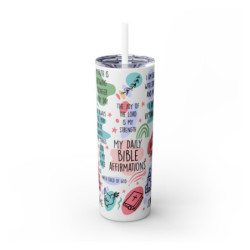 My Daily Bible Affirmations Skinny Tumbler with Straw, 20oz