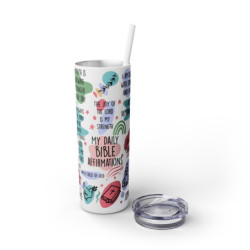 My Daily Bible Affirmations Skinny Tumbler with Straw, 20oz