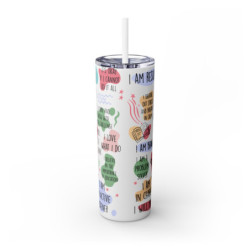 Teacher Daily Affirmations Skinny Tumbler with Straw, 20oz