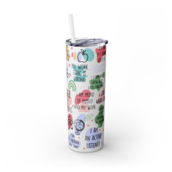 Teacher Daily Affirmations Skinny Tumbler with Straw, 20oz